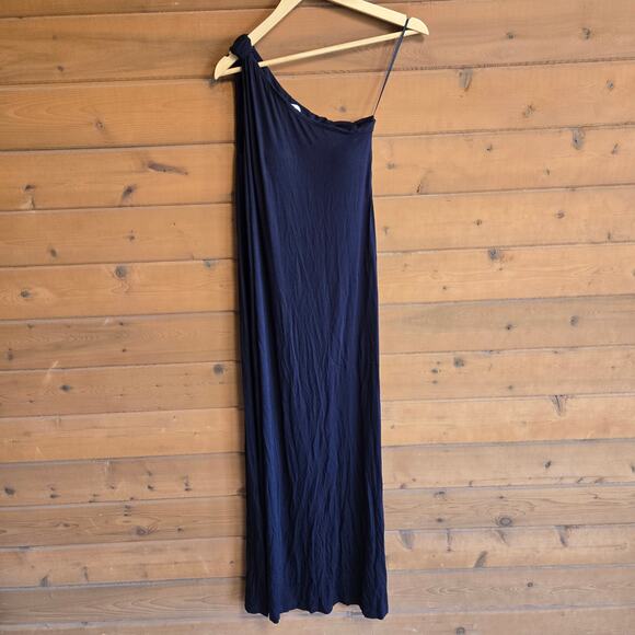 Soma Weekend Soft Jersey One Shoulder Maxi Bra Dress Black Small Travel Beachy - Picture 2 of 4